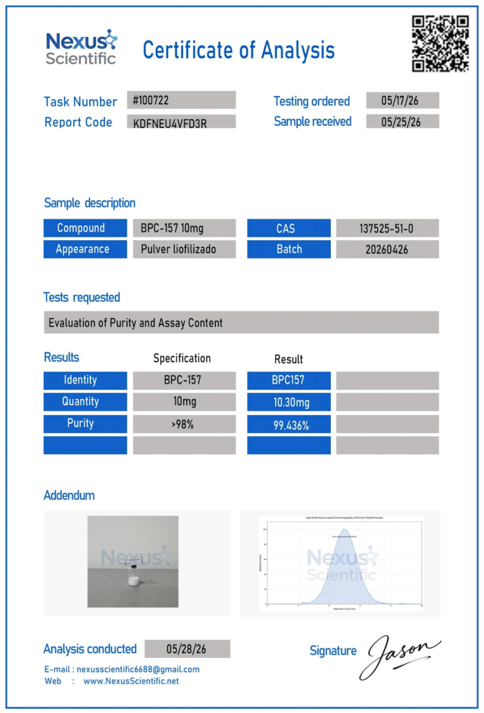 certificate of analysis bpc 157