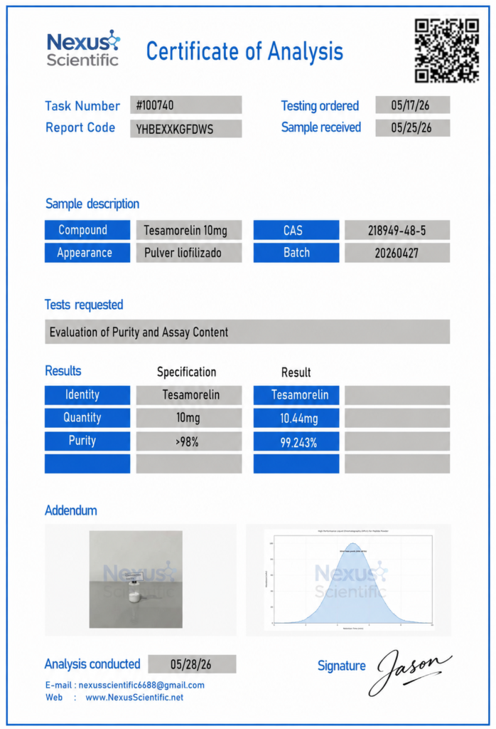certificate of analysis tesamorelin